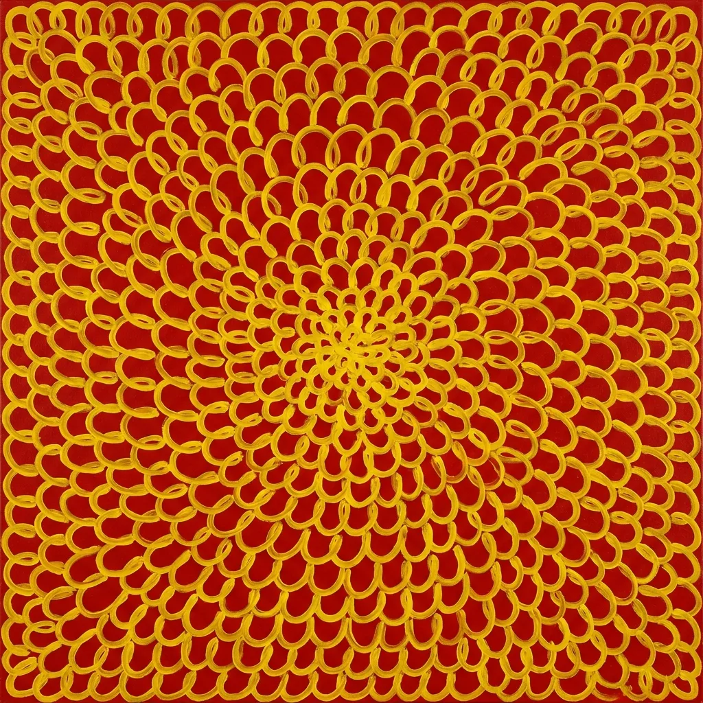 Infinity Net, Yellow on Red